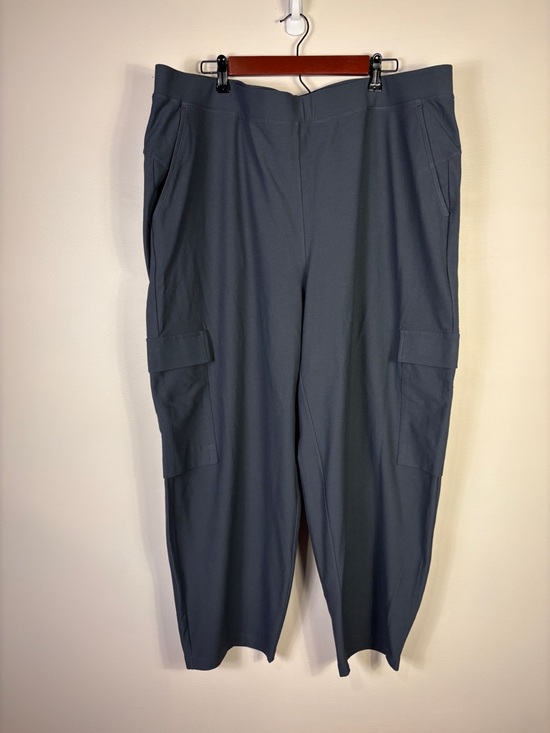 Eileen Fisher Pants - Eileen Fisher Pull-On Pants Blue Gray Cargo Pockets Elastic Waist Relaxed